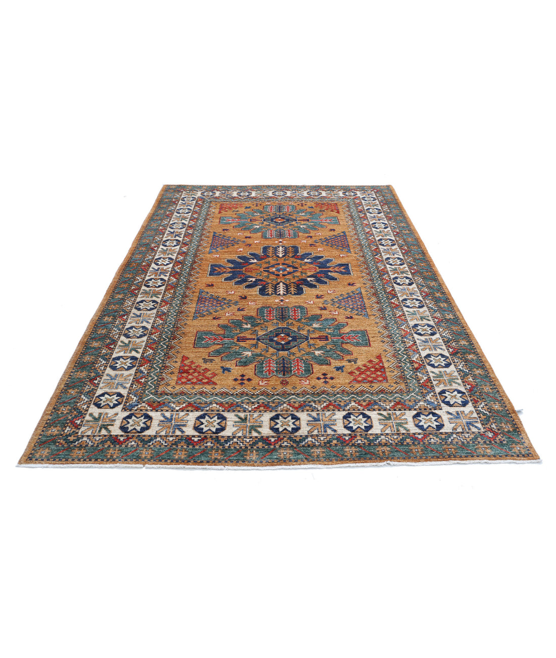 Humna 5'11'' X 9'0'' Hand-Knotted Wool Rug 5'11'' x 9'0'' (178 X 270) / Gold / Ivory