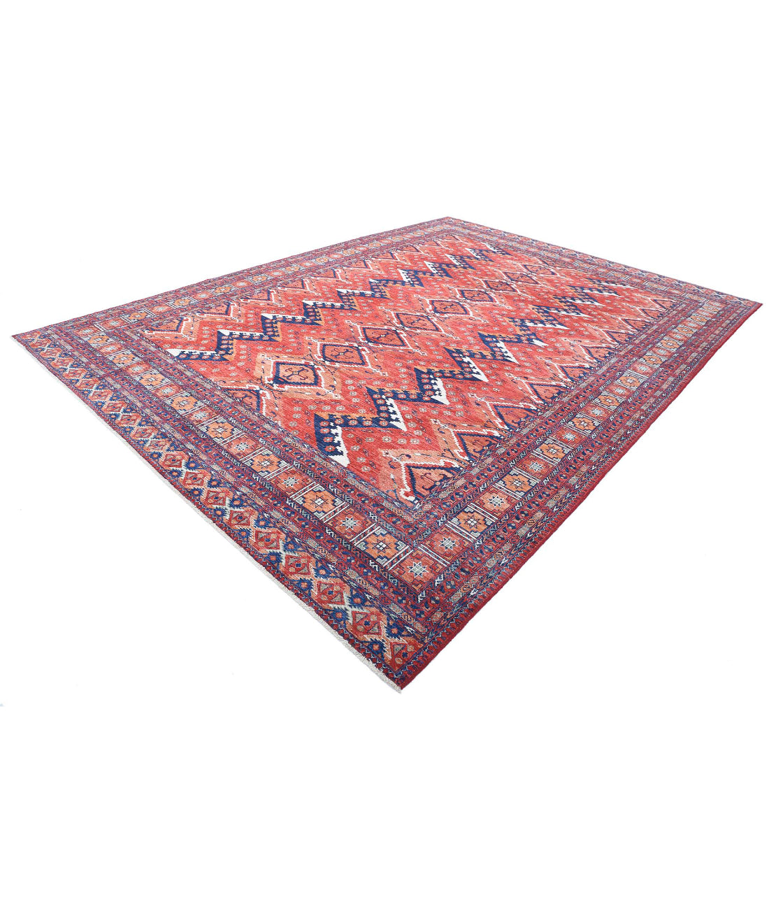 Humna 10'1'' X 13'9'' Hand-Knotted Wool Rug 10'1'' x 13'9'' (303 X 413) / Red / Rust