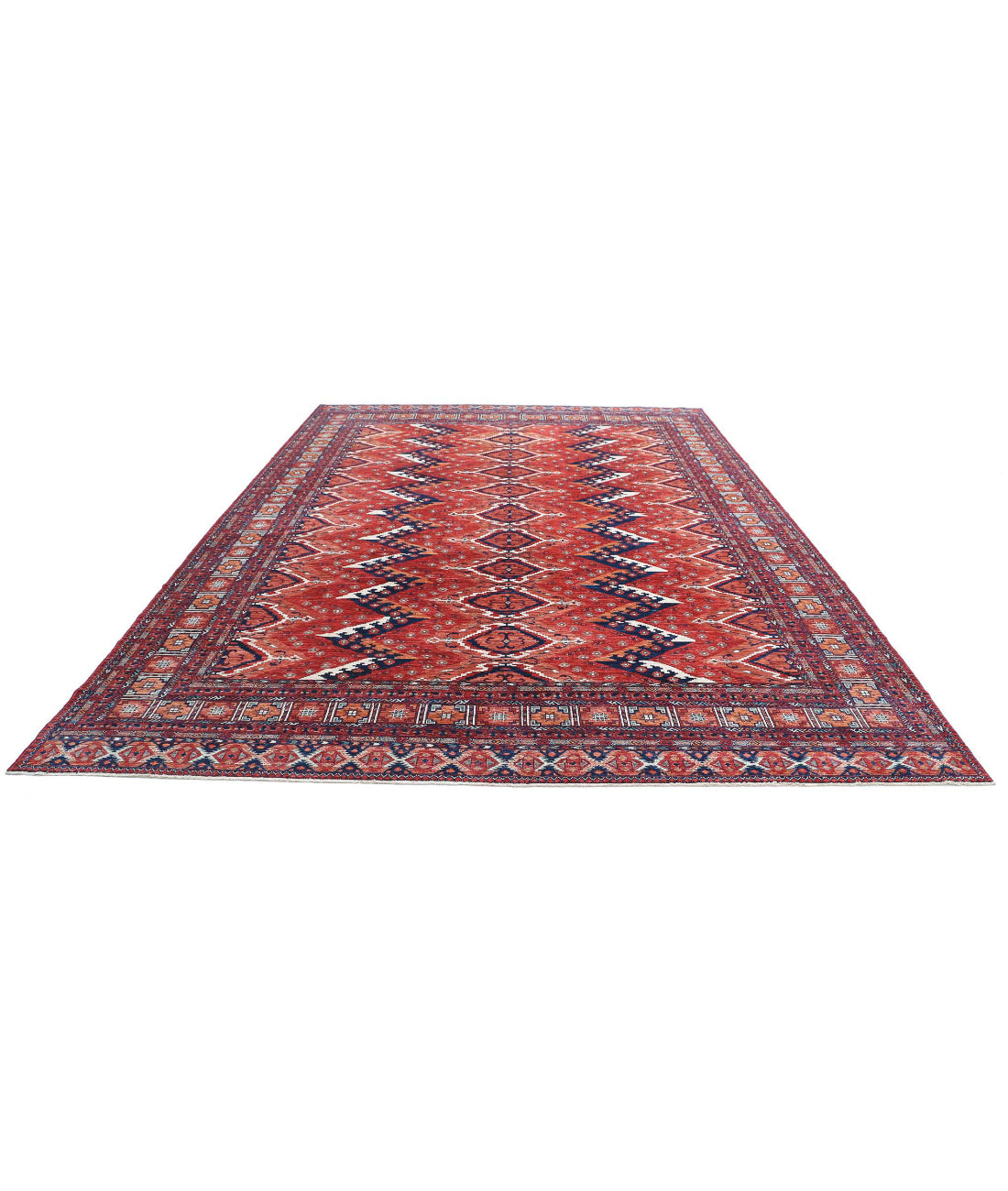 Humna 10'1'' X 13'9'' Hand-Knotted Wool Rug 10'1'' x 13'9'' (303 X 413) / Red / Rust