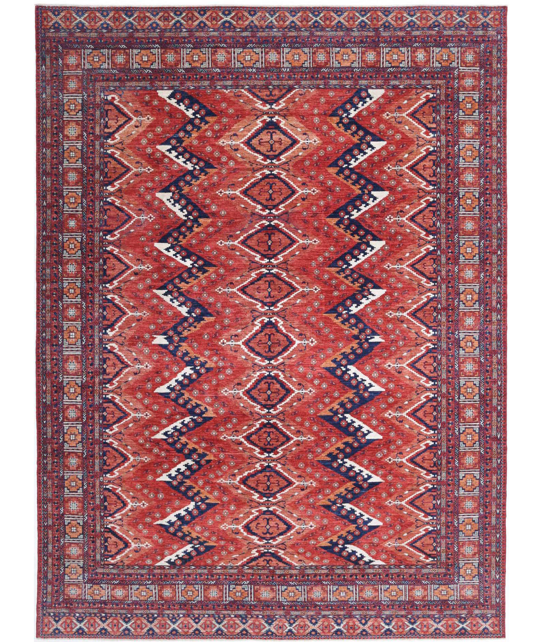 Humna 10'1'' X 13'9'' Hand-Knotted Wool Rug 10'1'' x 13'9'' (303 X 413) / Red / Rust