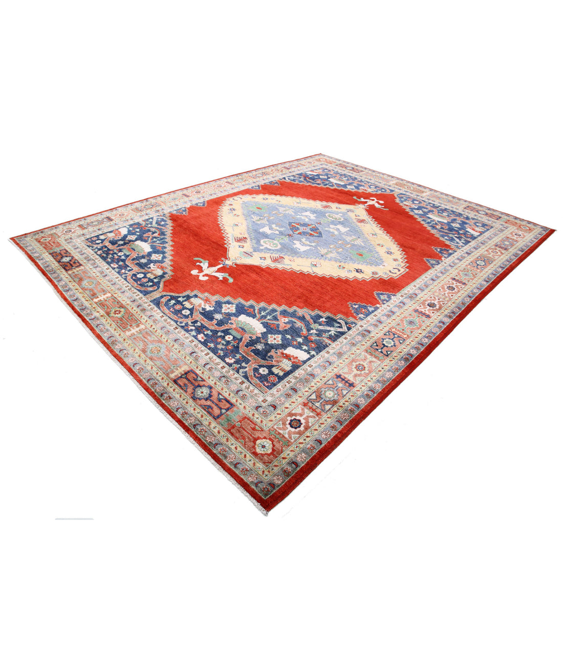 Heriz 9'0'' X 11'8'' Hand-Knotted Wool Rug 9'0'' x 11'8'' (270 X 350) / Red / Blue