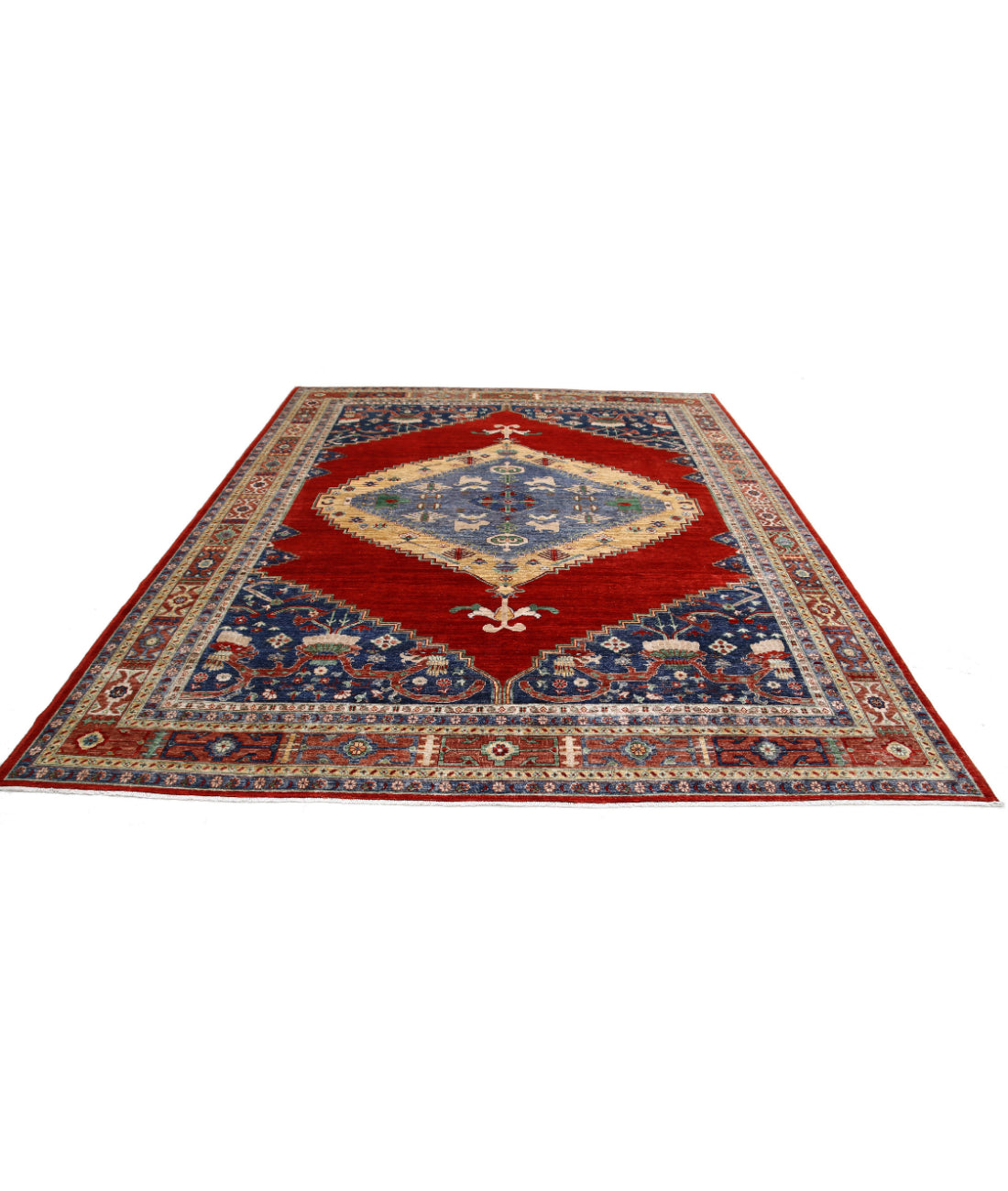 Heriz 9'0'' X 11'8'' Hand-Knotted Wool Rug 9'0'' x 11'8'' (270 X 350) / Red / Blue