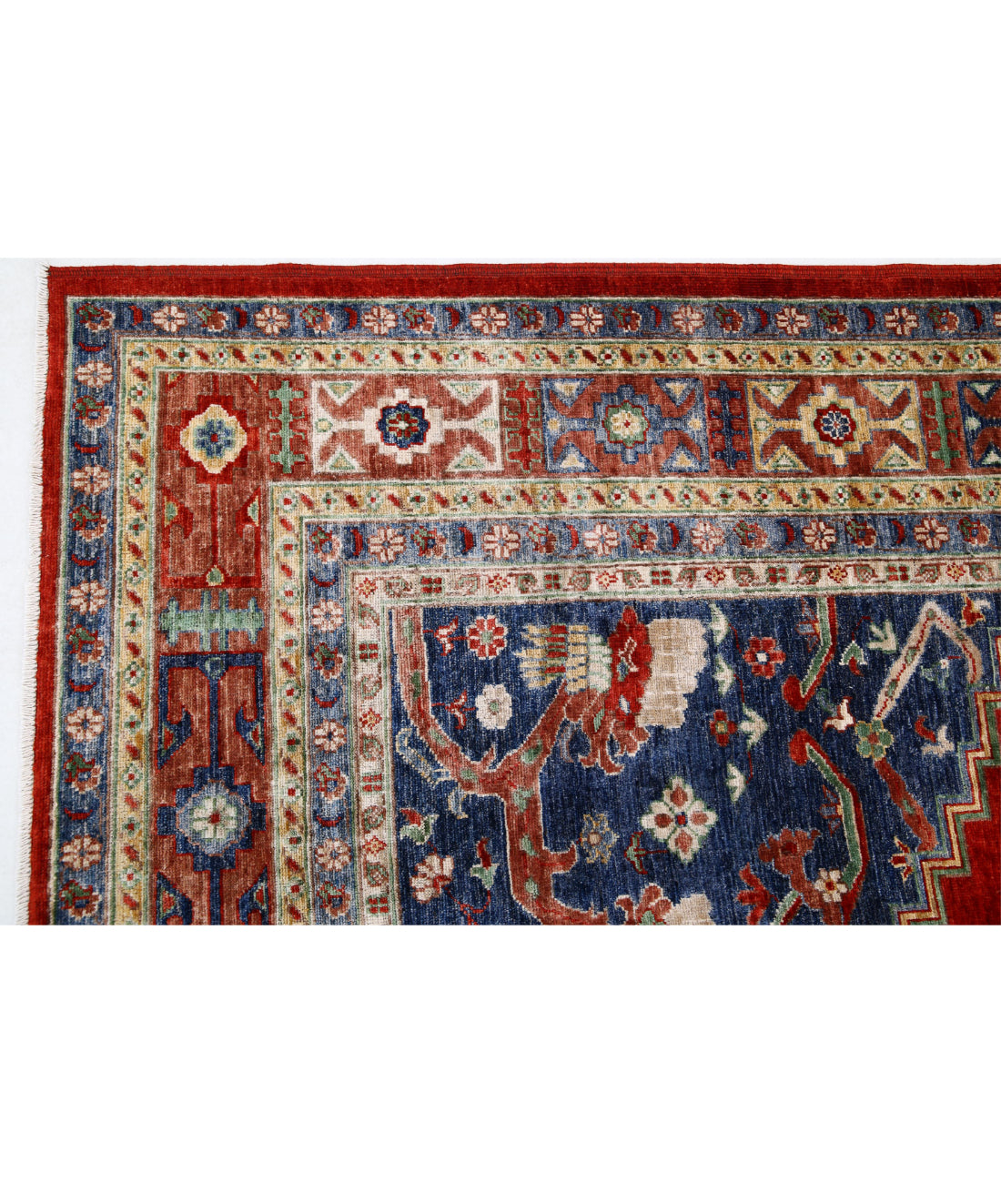 Heriz 9'0'' X 11'8'' Hand-Knotted Wool Rug 9'0'' x 11'8'' (270 X 350) / Red / Blue