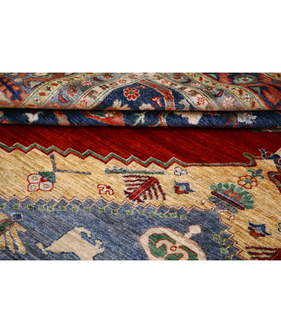 Heriz 9'0'' X 11'8'' Hand-Knotted Wool Rug 9'0'' x 11'8'' (270 X 350) / Red / Blue