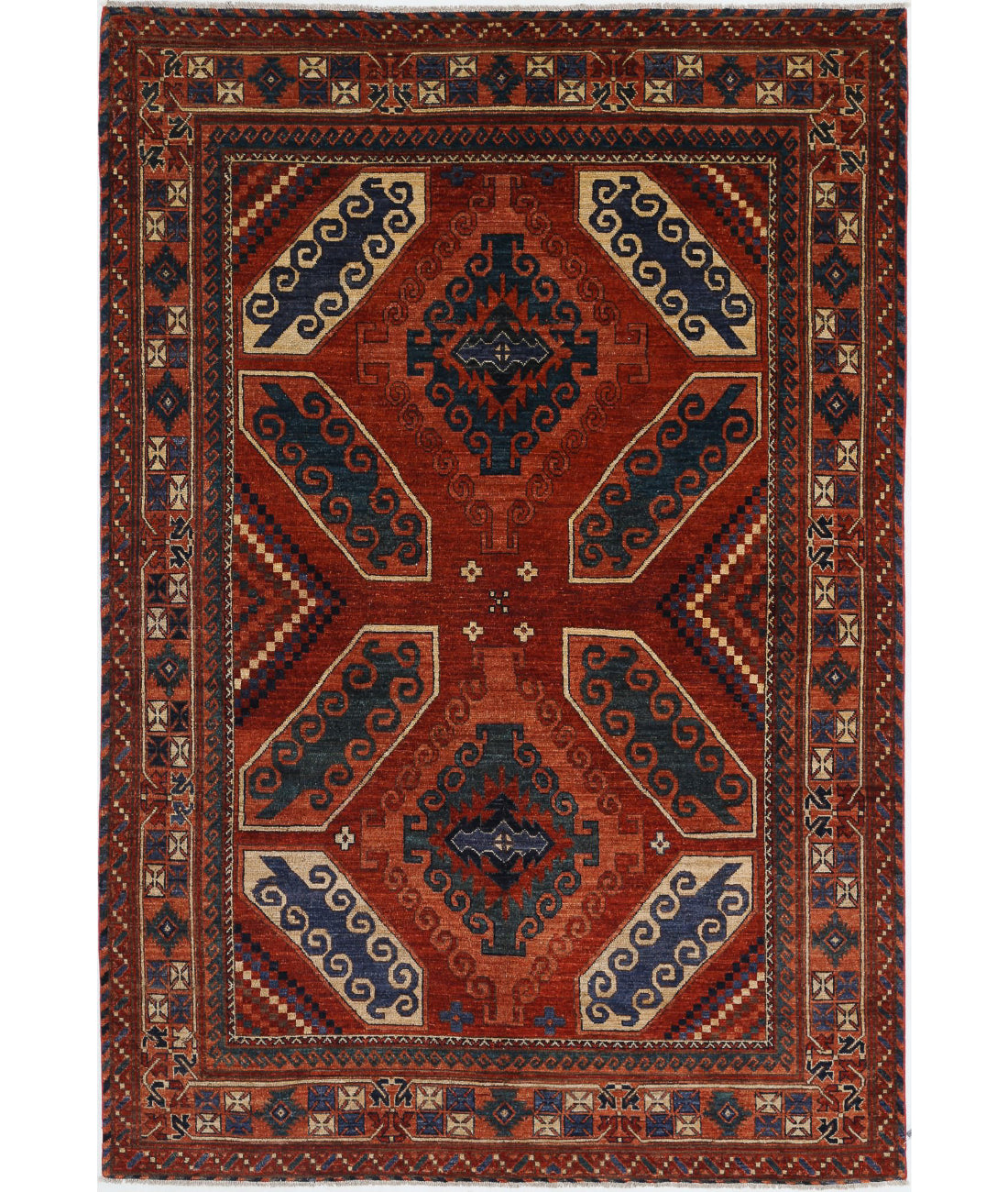 Humna 6'5'' X 9'4'' Hand-Knotted Wool Rug 6'5'' x 9'4'' (193 X 280) / Red / Red
