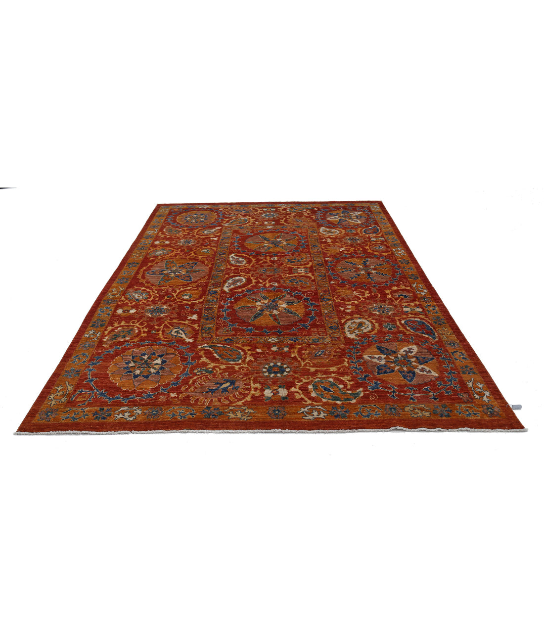 Humna 6'10'' X 10'4'' Hand-Knotted Wool Rug 6'10'' x 10'4'' (205 X 310) / Red / Red