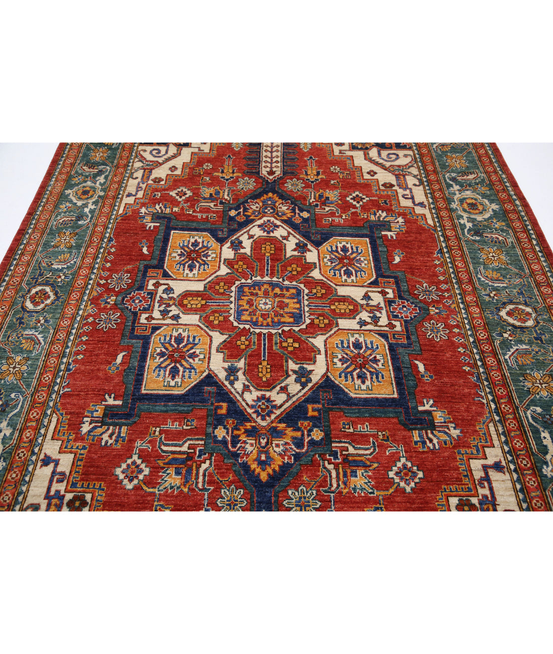 Heriz 6'7'' X 10'6'' Hand-Knotted Wool Rug 6'7'' x 10'6'' (198 X 315) / Red / N/A