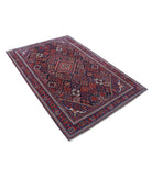 Josheghan 4'5'' X 6'8'' Hand-Knotted Wool Rug 4'5'' x 6'8'' (133 X 200) / Blue / Red