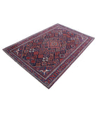 Josheghan 4'5'' X 6'8'' Hand-Knotted Wool Rug 4'5'' x 6'8'' (133 X 200) / Blue / Red