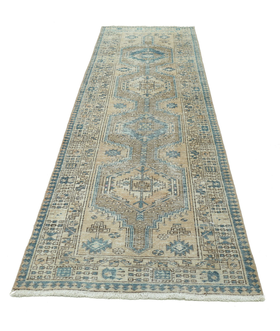 Heriz 3'2'' X 10'6'' Hand-Knotted Wool Rug 3'2'' x 10'6'' (95 X 315) / Taupe / Ivory
