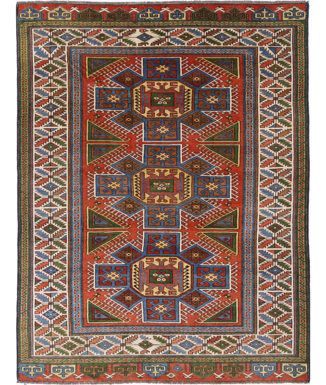 Kars 6' 4" X 8' 6" Hand-Knotted Wool Rug 6' 4" X 8' 6" (193 X 259) / Rust / Ivory