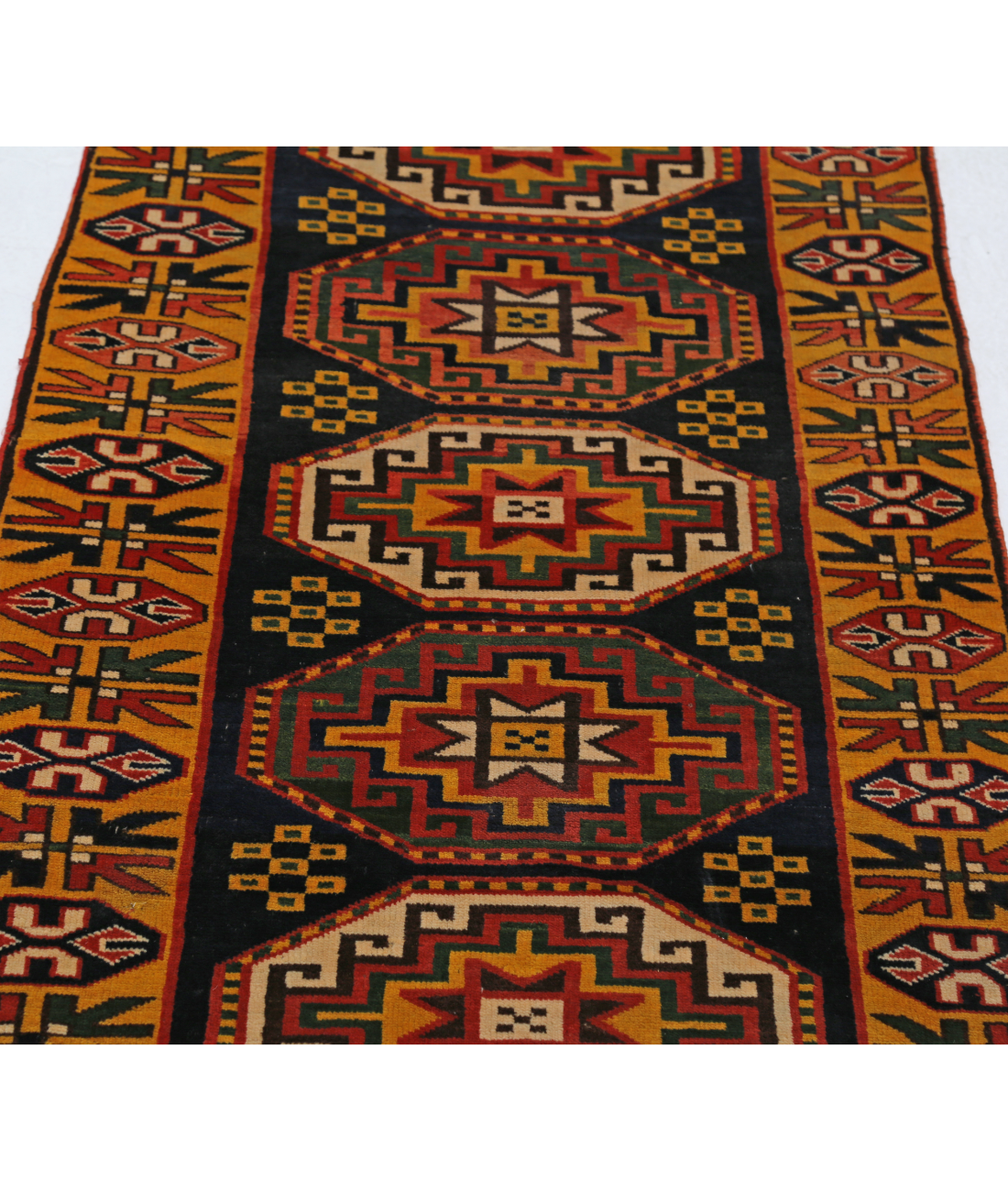 Kars 2' 8" X 6' 4" Hand-Knotted Wool Rug 2' 8" X 6' 4" (81 X 193) / Blue / Gold