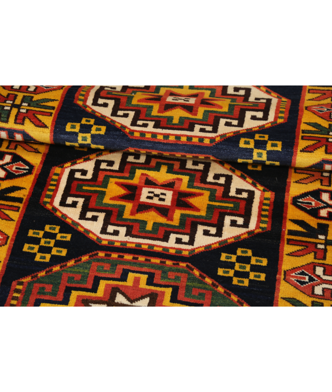 Kars 2' 7" X 6' 6" Hand-Knotted Wool Rug 2' 7" X 6' 6" (79 X 198) / Blue / Gold