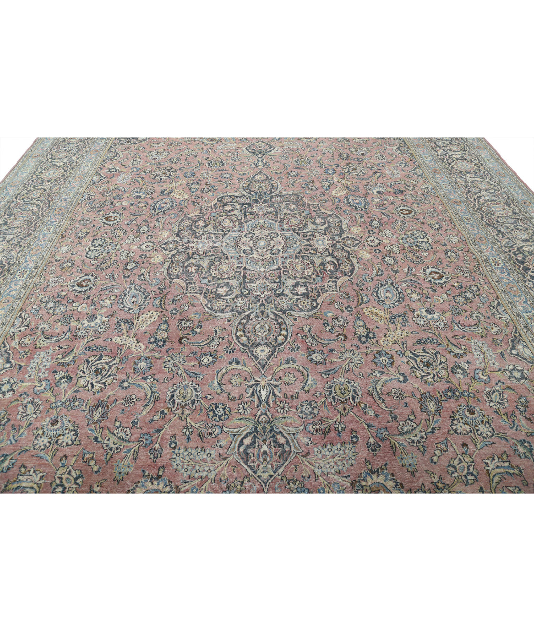 Kashan 11'10'' X 17'3'' Hand-Knotted Wool Rug 11'10'' x 17'3'' (355 X 518) / Red / Blue