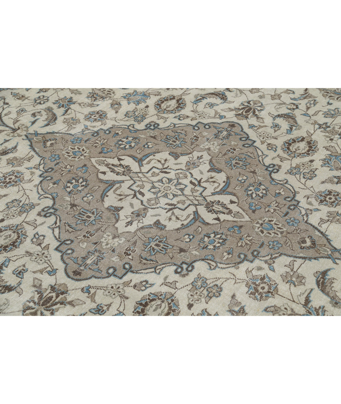 Kashan 9'7'' X 13'1'' Hand-Knotted Wool Rug 9'7'' x 13'1'' (288 X 393) / Ivory / Taupe