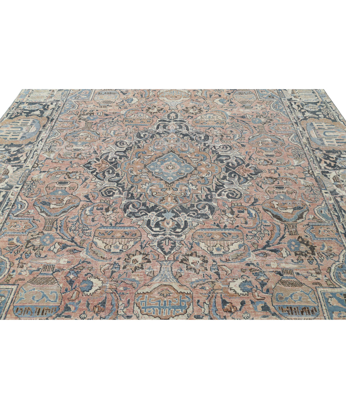 Kashmar 9'8'' X 11'11'' Hand-Knotted Wool Rug 9'8'' x 11'11'' (290 X 358) / Peach / Grey