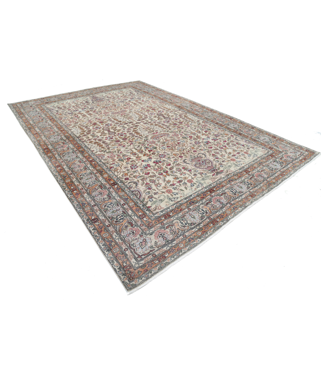 Kayseri 9' 1" X 13' 1" Hand-Knotted Wool Rug 9' 1" X 13' 1" (277 X 399) / Ivory / Grey