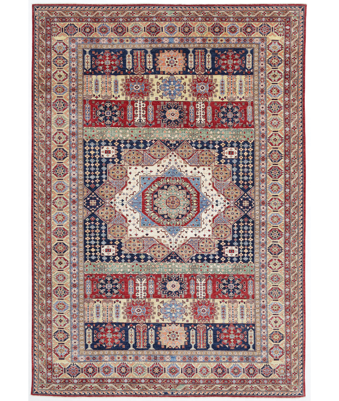 Hand Knotted Kazak Wool Rug 8' 8" X 12' 8" 8' 8" X 12' 8" (264 X 386) / Red / Blue