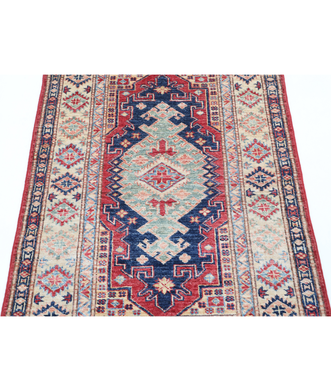 Kazak 2'9'' X 4'1'' Hand-Knotted Wool Rug 2'9'' x 4'1'' (83 X 123) / Red / Ivory