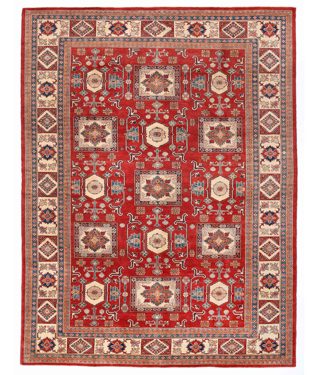 Hand Knotted Kazak Wool Rug 10' 2" X 13' 4" 10' 2" X 13' 4" (310 X 406) / Red / Ivory