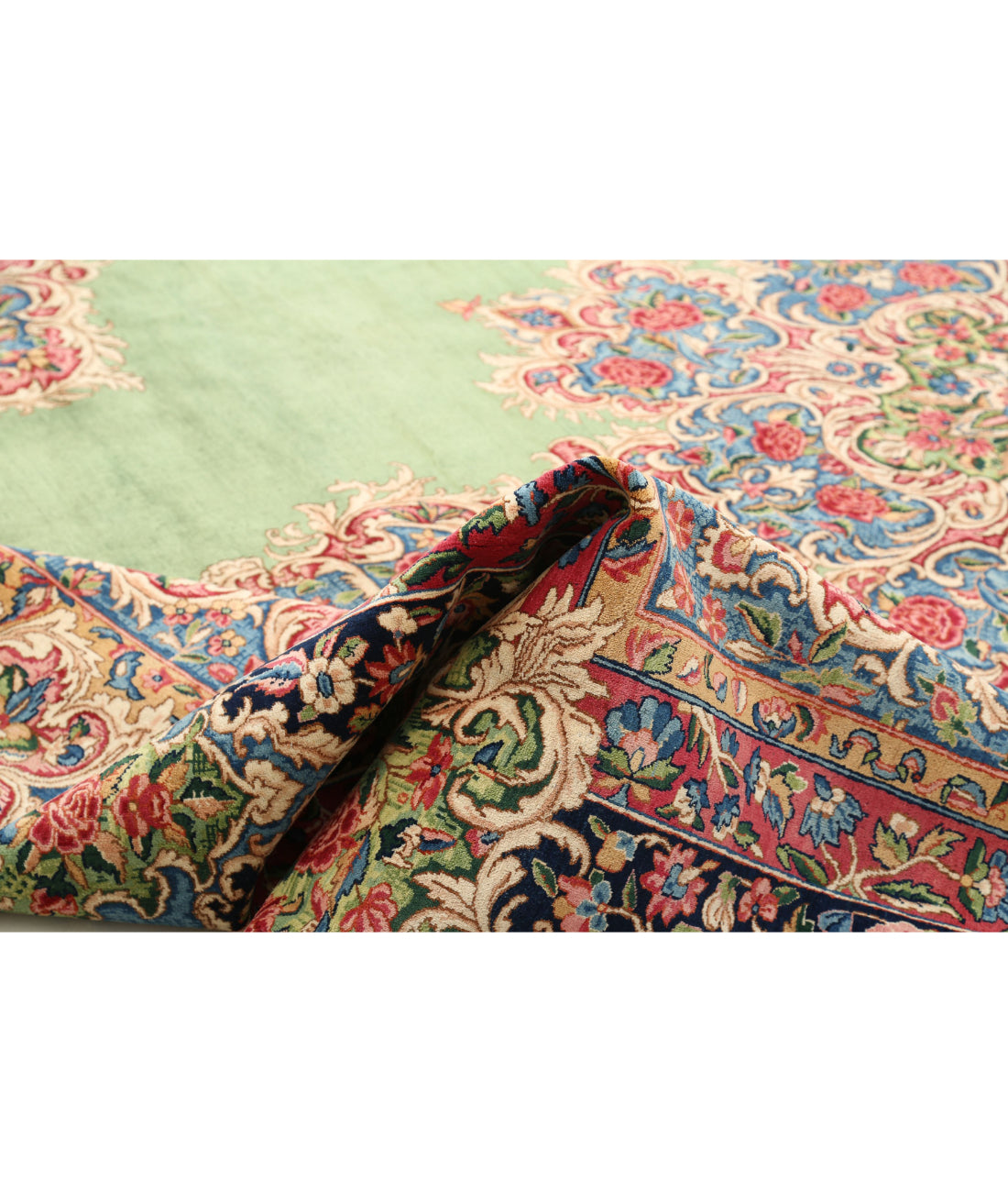 Kerman 11'2'' X 14'5'' Hand-Knotted Wool Rug 11'2'' x 14'5'' (335 X 433) / Green / Black