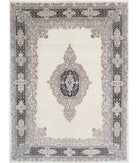 Kerman 9'11'' X 13'8'' Hand-Knotted Wool Rug 9'11'' x 13'8'' (298 X 410) / Ivory / Blue