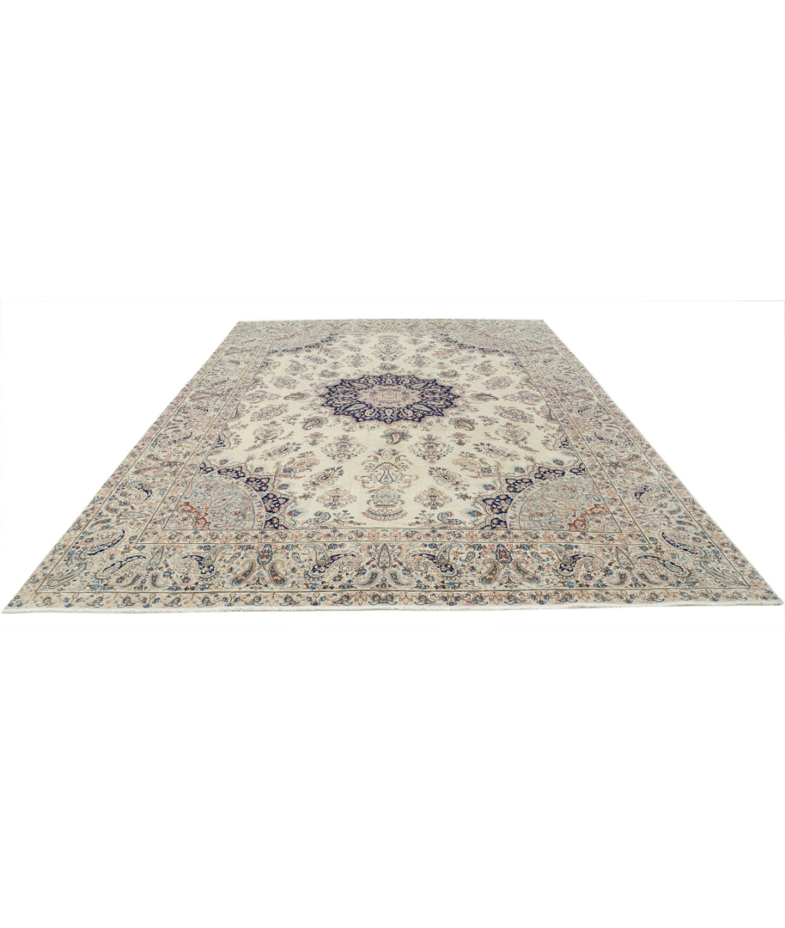Kerman 9'9'' X 13'2'' Hand-Knotted Wool Rug 9'9'' x 13'2'' (293 X 395) / Ivory / Red