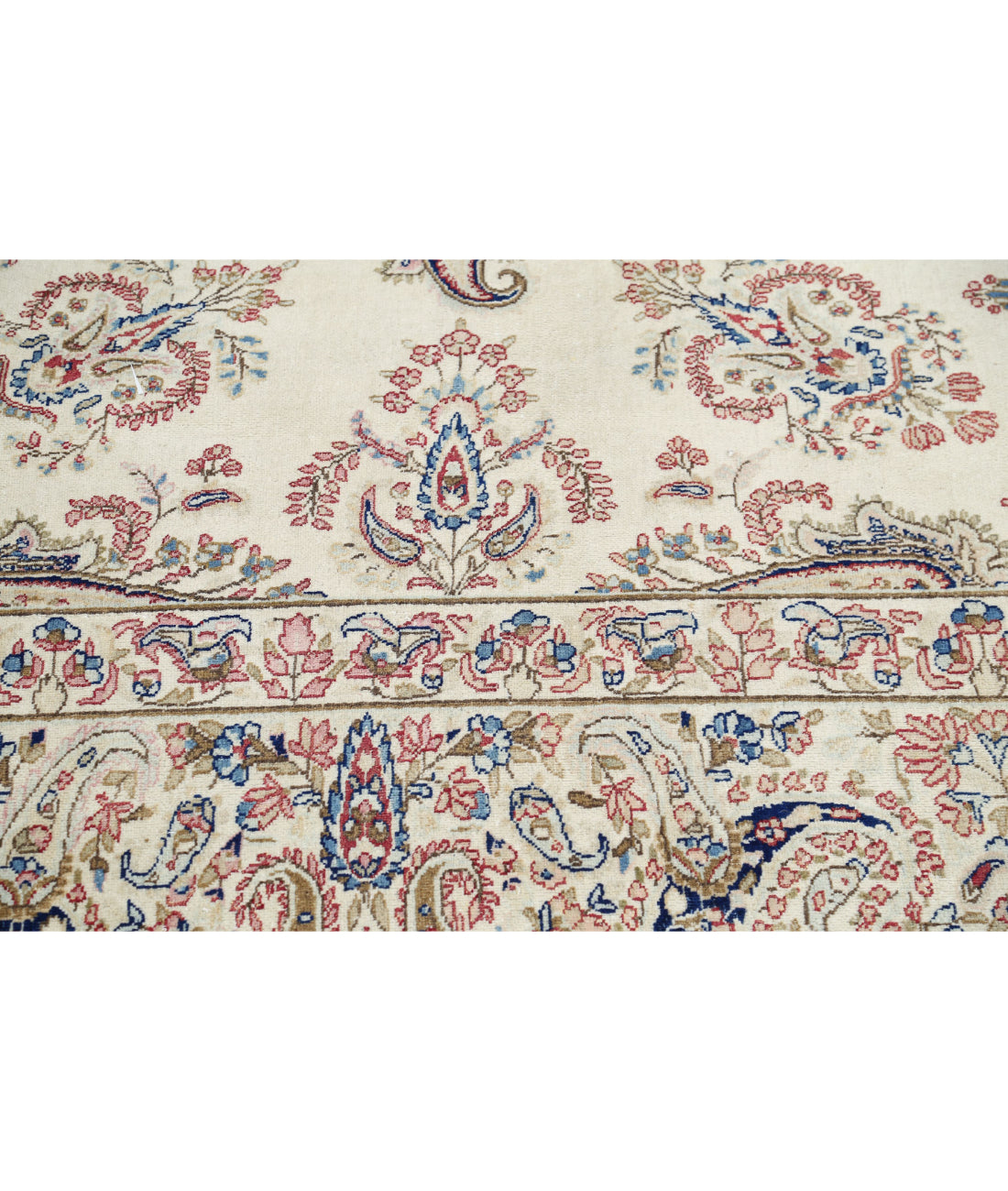 Kerman 9'9'' X 13'2'' Hand-Knotted Wool Rug 9'9'' x 13'2'' (293 X 395) / Ivory / Red