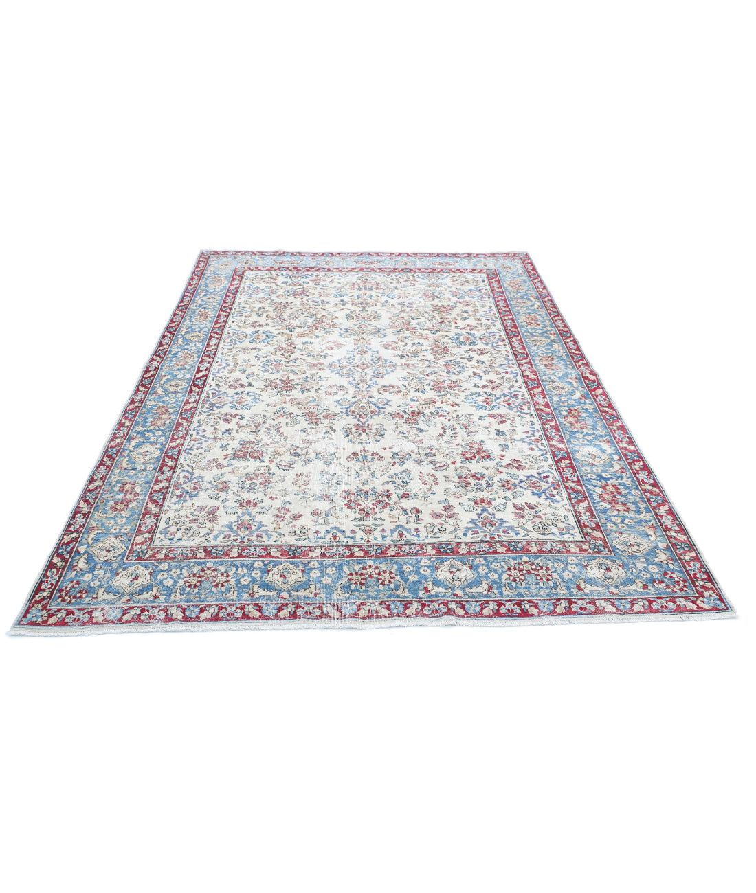 Kerman 5'10'' X 8'6'' Hand-Knotted Wool Rug 5'10'' x 8'6'' (175 X 255) / Ivory / Blue