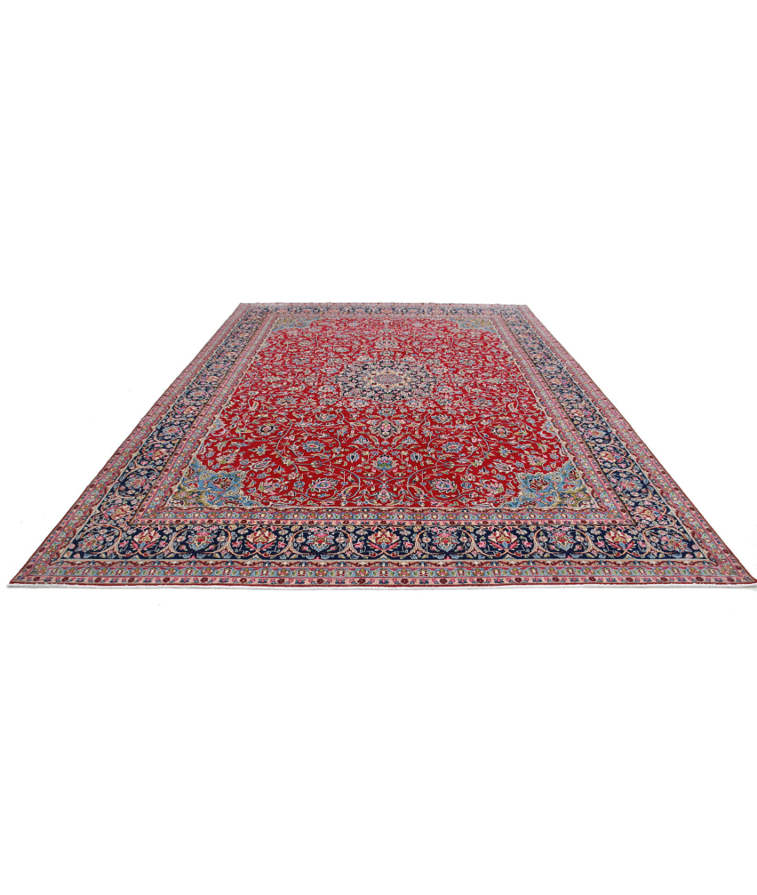 Kerman 9'10'' X 13'8'' Hand-Knotted Wool Rug 9'10'' x 13'8'' (295 X 410) / Red / Blue