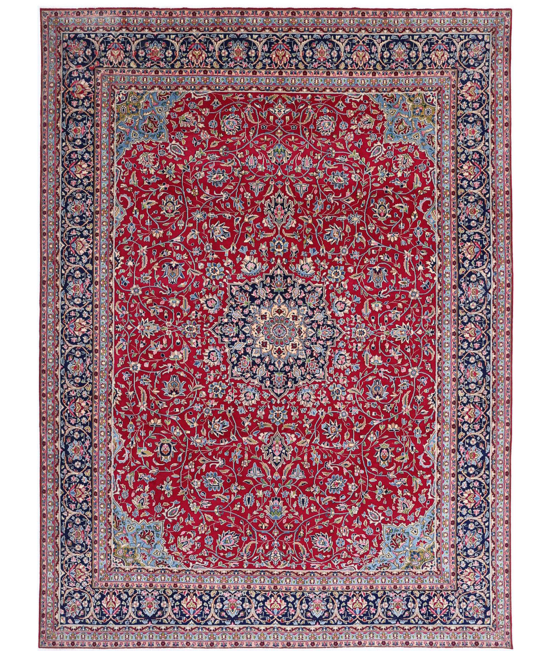 Kerman 9'10'' X 13'8'' Hand-Knotted Wool Rug 9'10'' x 13'8'' (295 X 410) / Red / Blue
