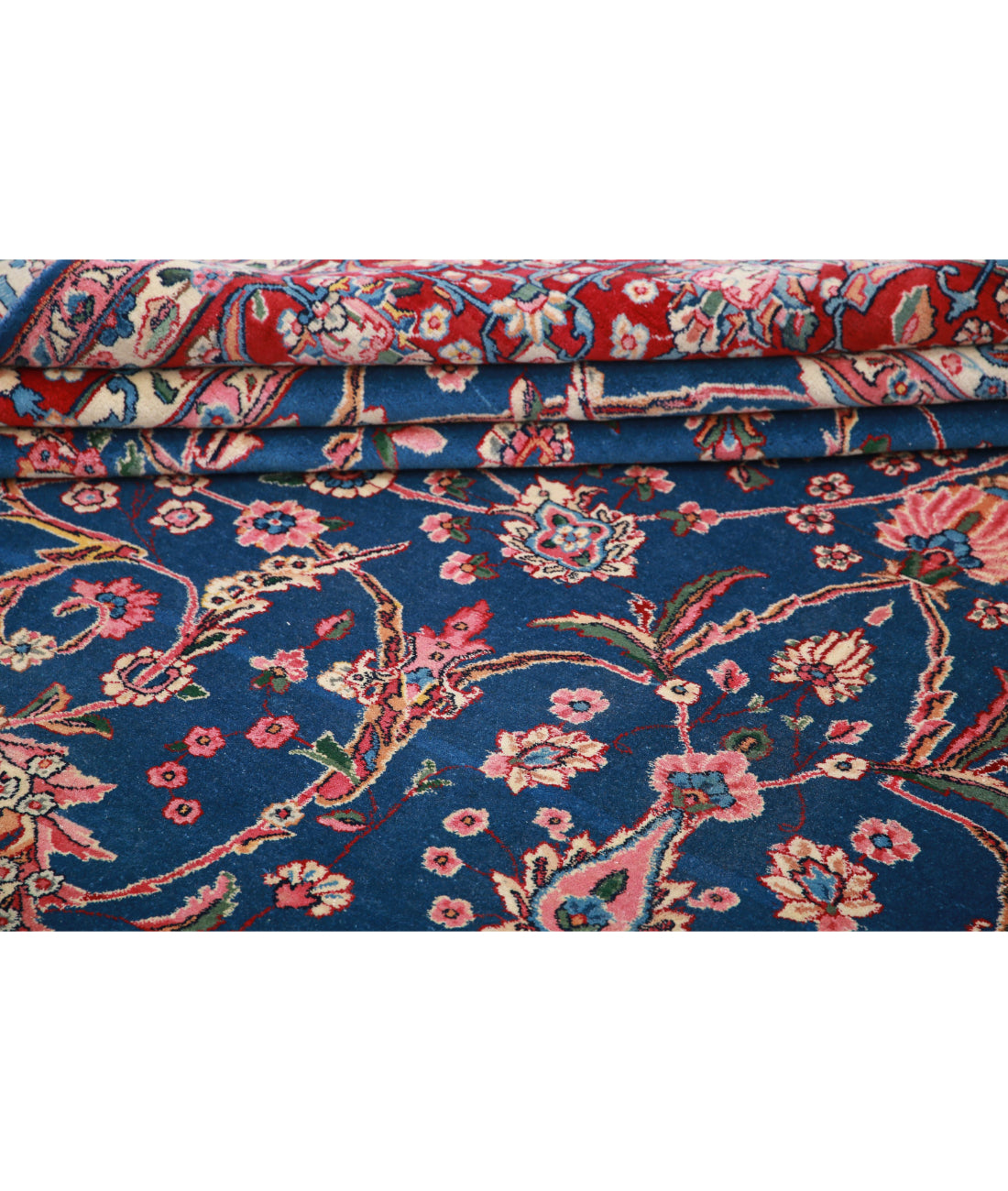 Kerman 9'9'' X 13'5'' Hand-Knotted Wool Rug 9'9'' x 13'5'' (293 X 403) / Blue / Red