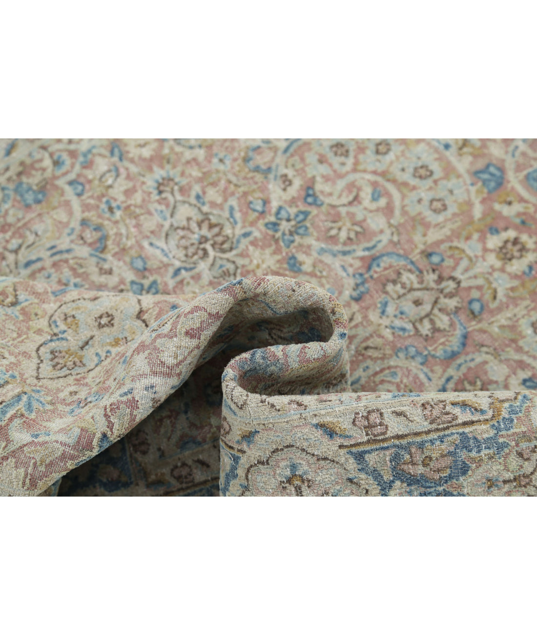 Kerman 3'8'' X 9'6'' Hand-Knotted Wool Rug 3'8'' x 9'6'' (110 X 285) / Pink / Blue