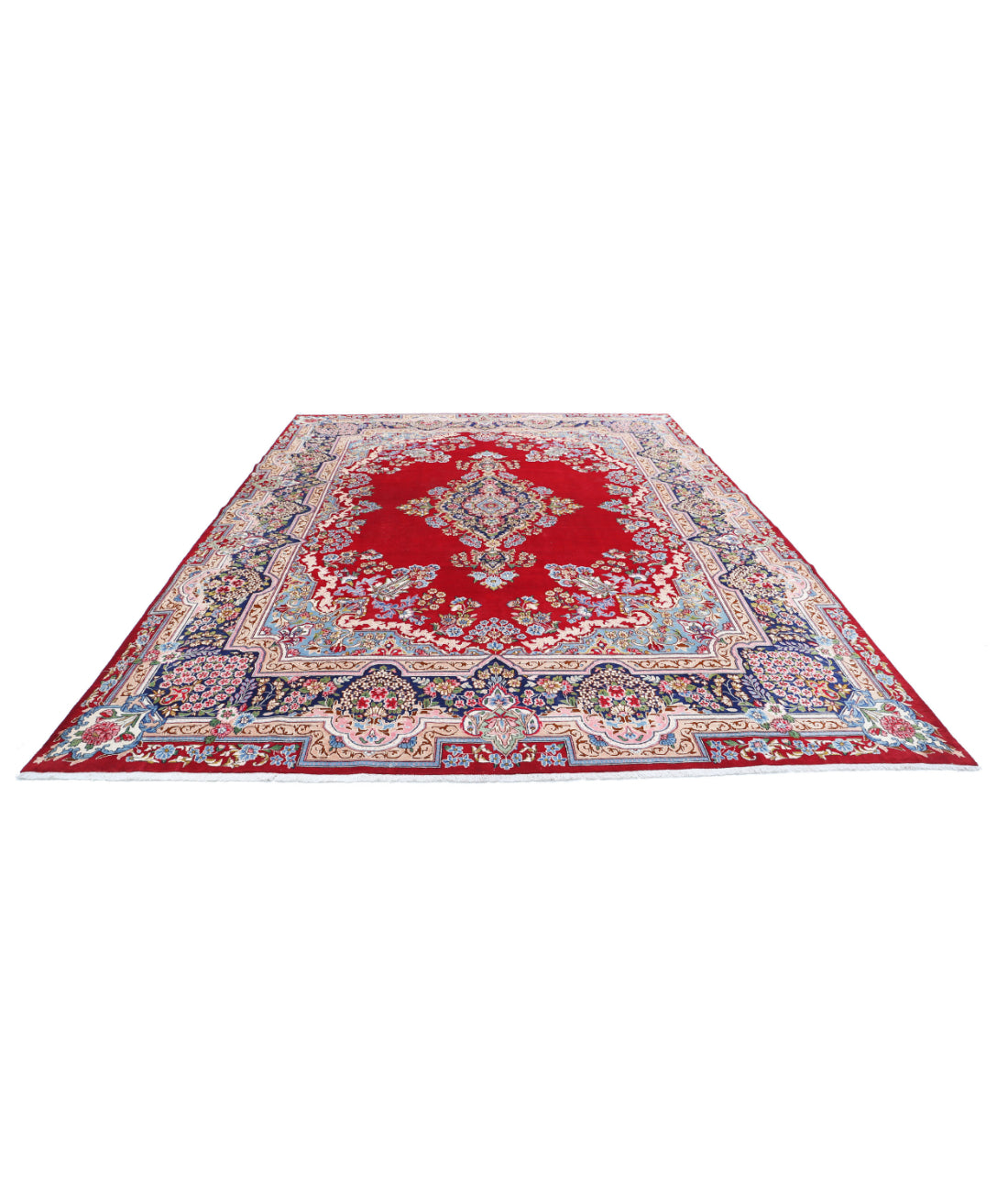 Kerman 9'6'' X 13'2'' Hand-Knotted Wool Rug 9'6'' x 13'2'' (285 X 395) / Red / Blue