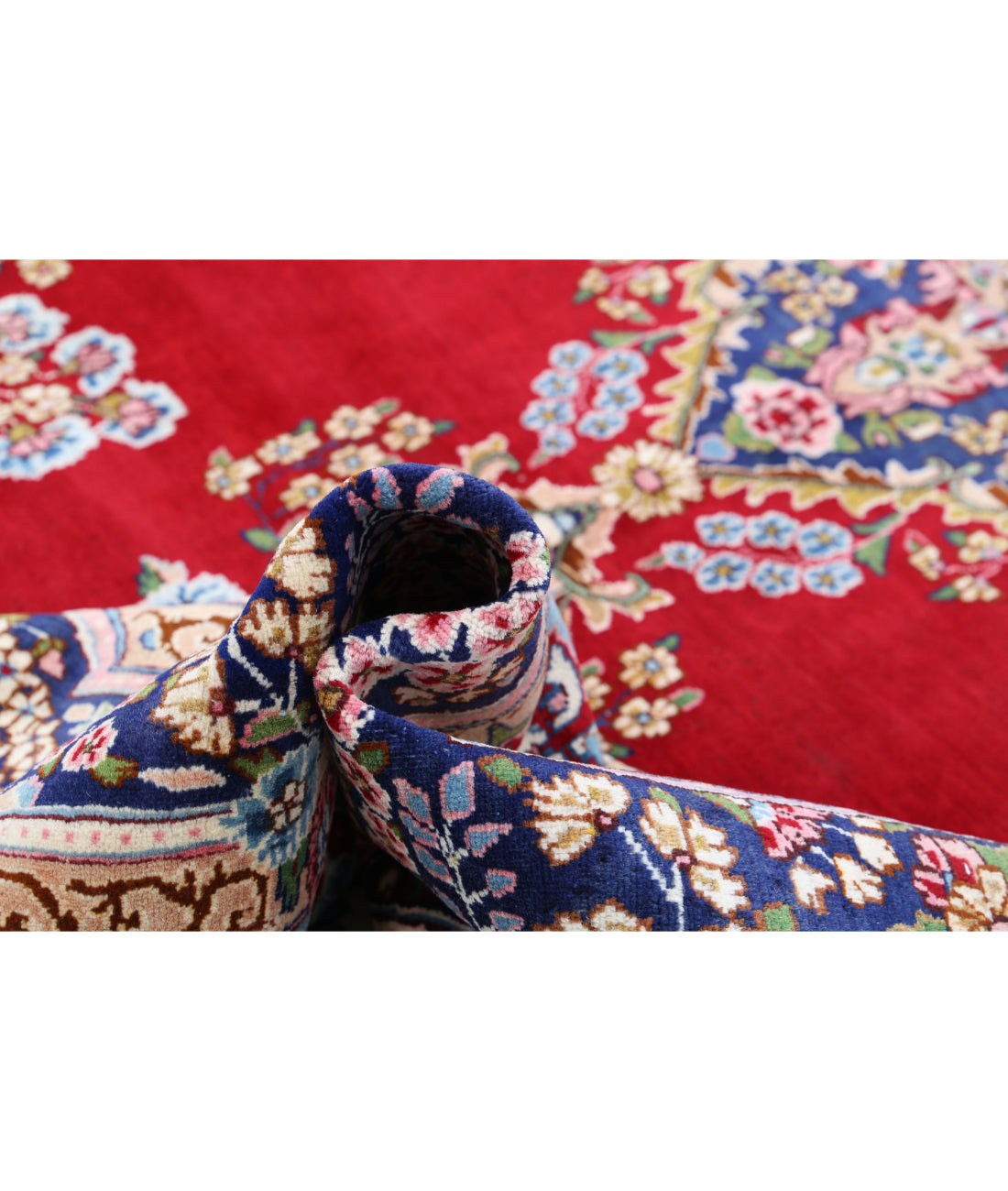 Kerman 9'6'' X 13'2'' Hand-Knotted Wool Rug 9'6'' x 13'2'' (285 X 395) / Red / Blue
