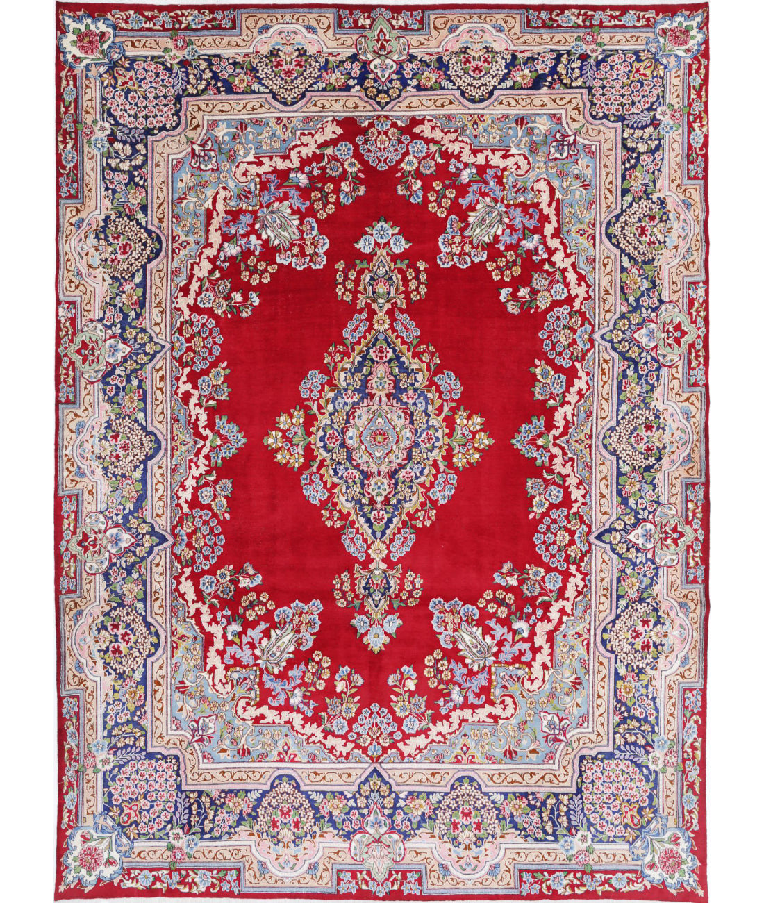 Kerman 9'6'' X 13'2'' Hand-Knotted Wool Rug 9'6'' x 13'2'' (285 X 395) / Red / Blue