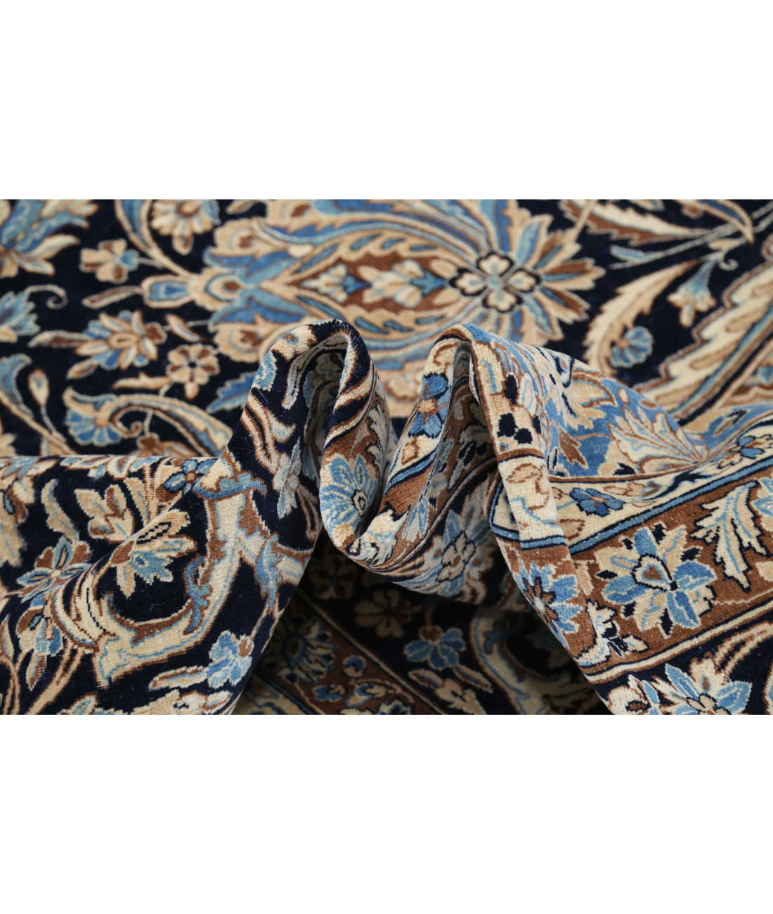 Hand Knotted Kerman Wool Rug 11' 8" X 16' 10" 11' 8" X 16' 10" (356 X 513) / Blue / Taupe