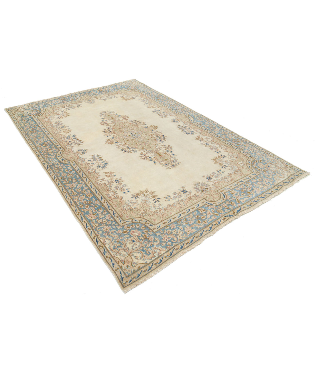 Kerman 5'11'' X 8'8'' Hand-Knotted Wool Rug 5'11'' x 8'8'' (178 X 260) / Beige / Blue