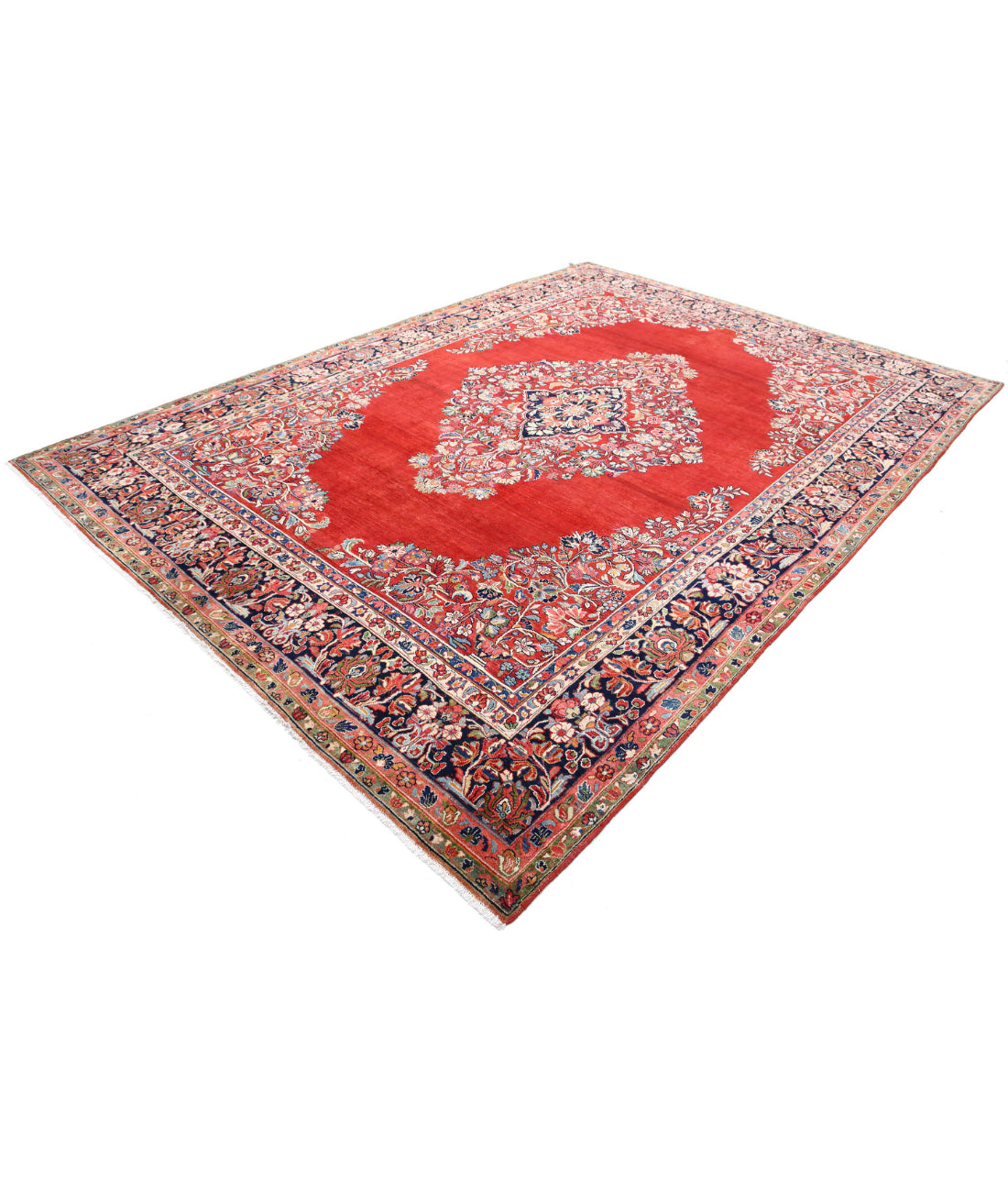 Kerman 8'4'' X 11'4'' Hand-Knotted Wool Rug 8'4'' x 11'4'' (250 X 340) / Red / Blue