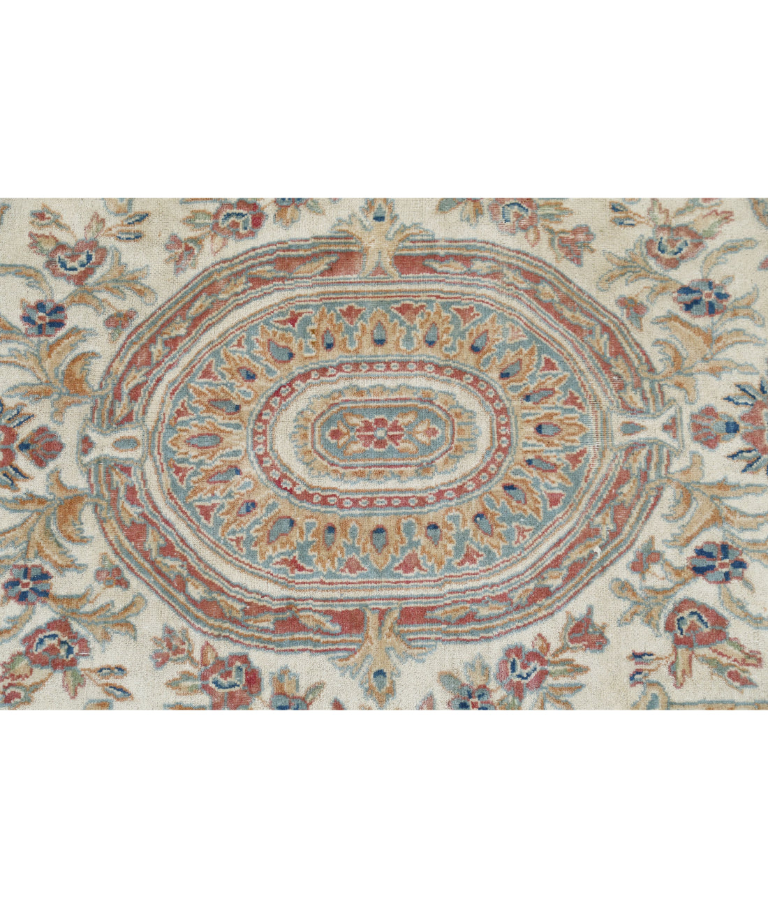 Kerman 11'8'' X 19'3'' Hand-Knotted Wool Rug 11'8'' x 19'3'' (350 X 578) / Ivory / Blue