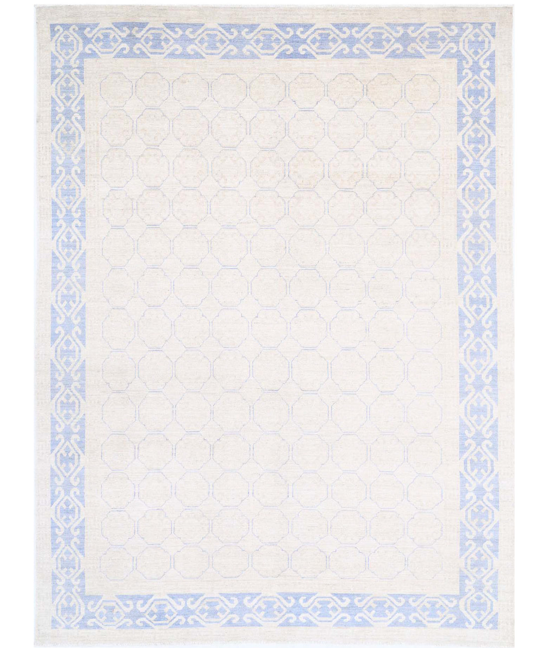 Khotan 8'5'' X 11'5'' Hand-Knotted Wool Rug 8'5'' x 11'5'' (253 X 343) / Ivory / Blue