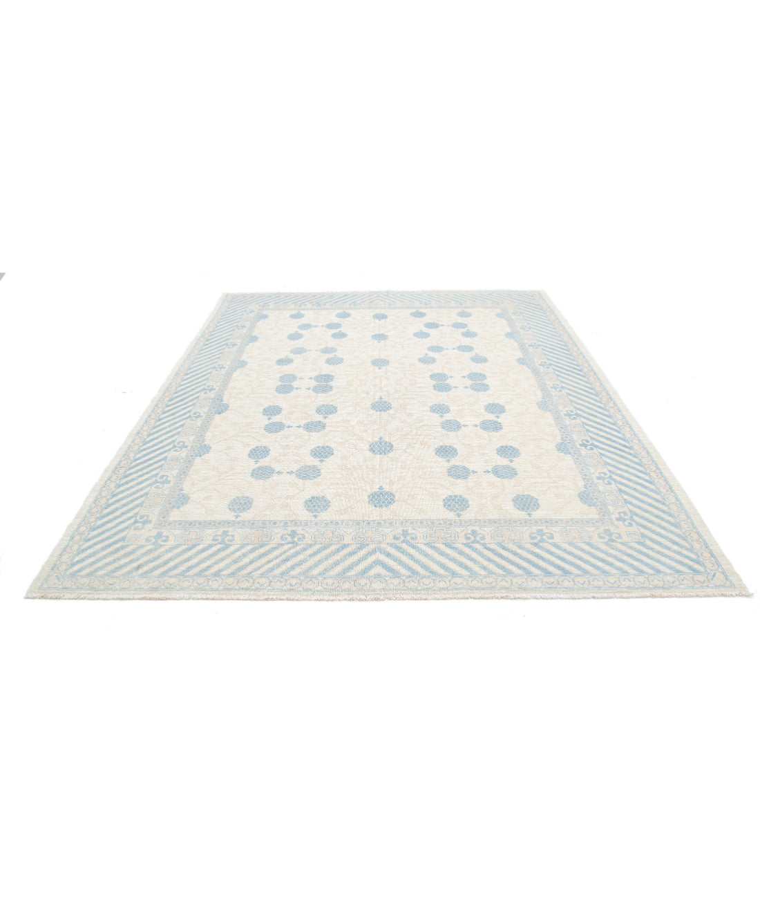 Khotan 8'2'' X 9'6'' Hand-Knotted Wool Rug 8'2'' x 9'6'' (245 X 285) / Ivory / Blue