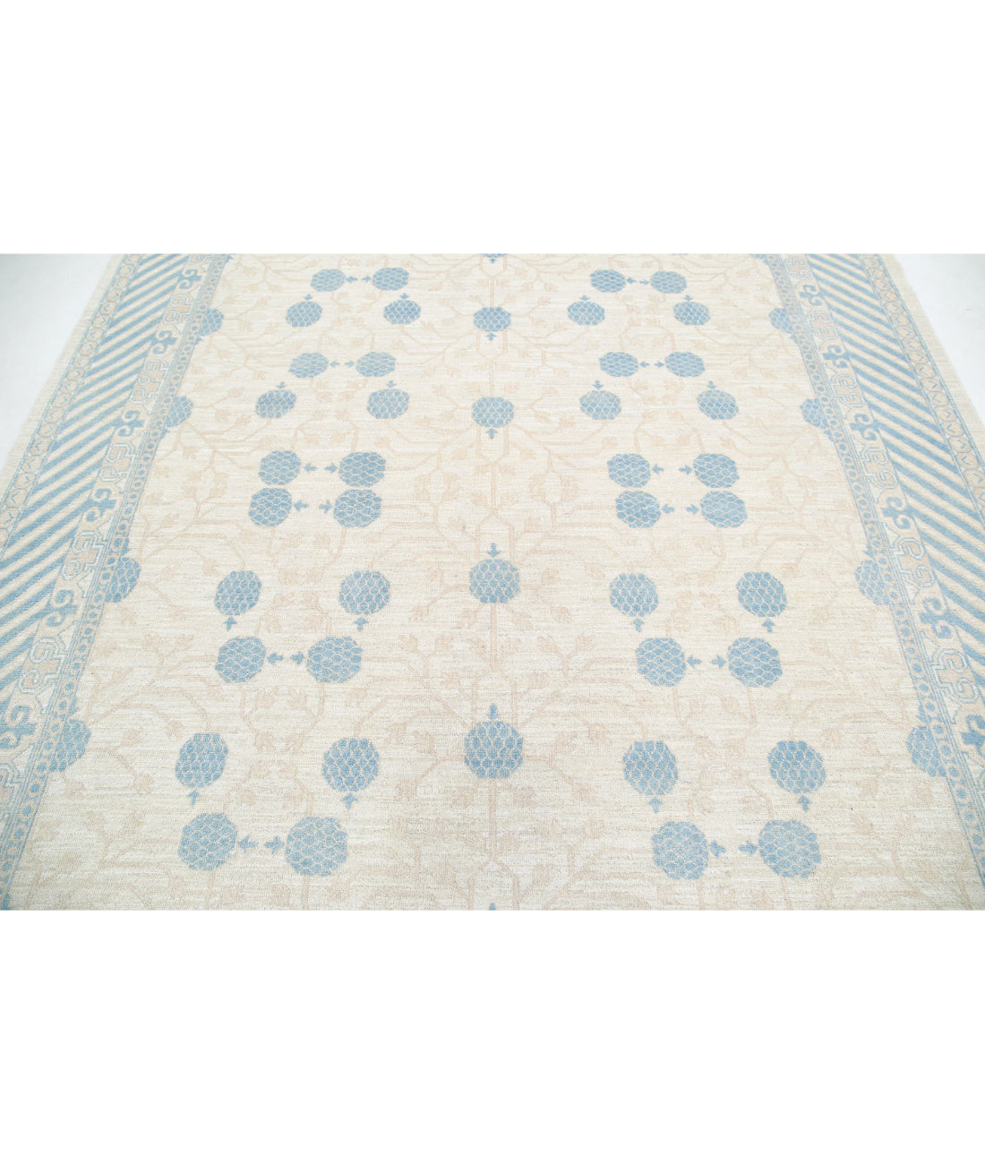 Khotan 8'2'' X 9'6'' Hand-Knotted Wool Rug 8'2'' x 9'6'' (245 X 285) / Ivory / Blue