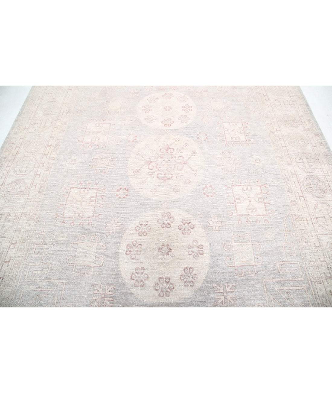 Khotan 8'1'' X 9'10'' Hand-Knotted Wool Rug 8'1'' x 9'10'' (243 X 295) / Grey / Ivory