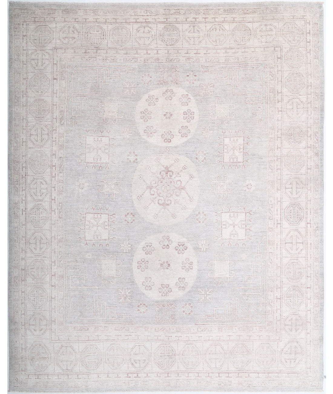 Khotan 8'1'' X 9'10'' Hand-Knotted Wool Rug 8'1'' x 9'10'' (243 X 295) / Grey / Ivory