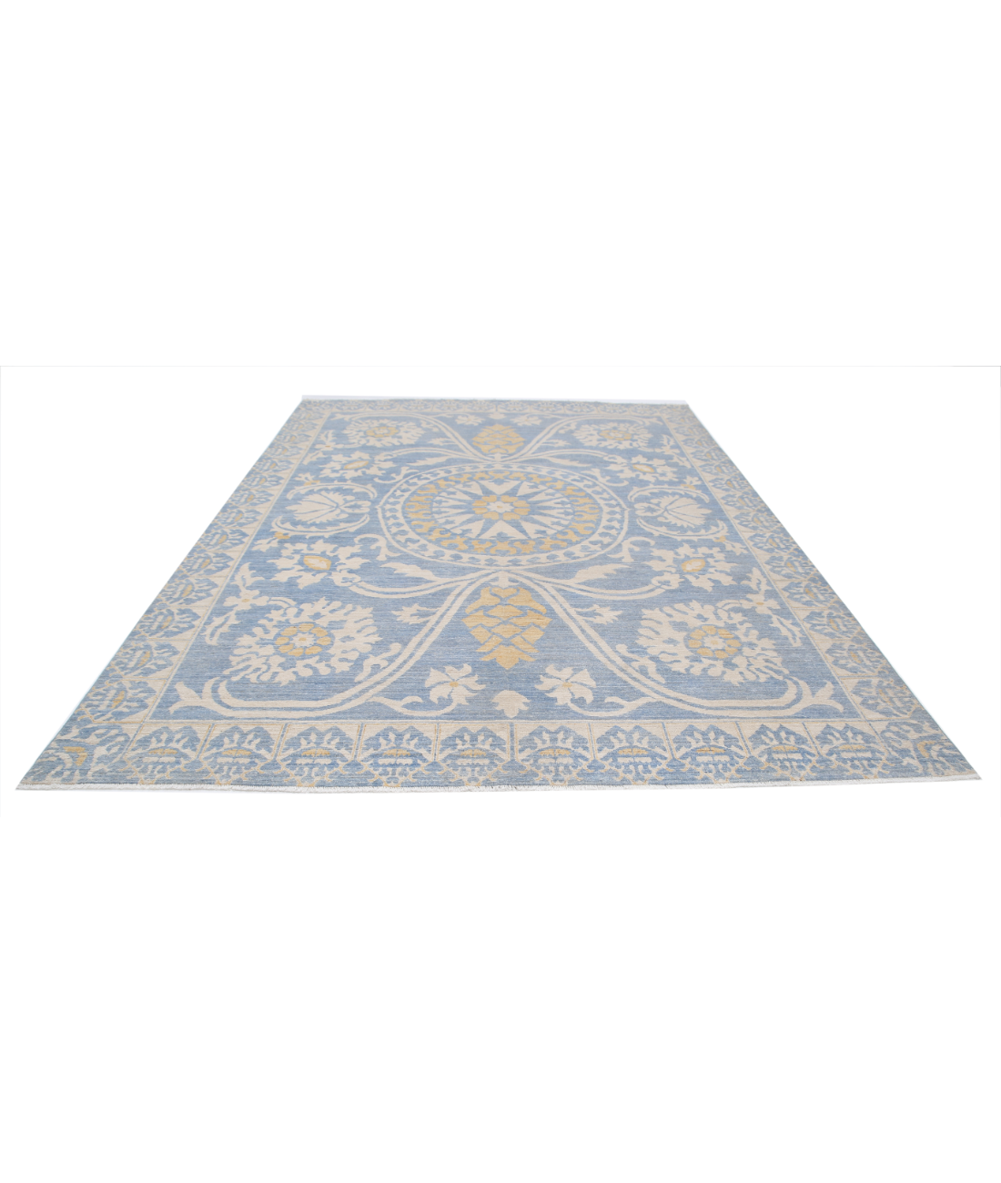 Khotan 8'10'' X 11'10'' Hand-Knotted Wool Rug 8'10'' x 11'10'' (265 X 355) / Blue / Ivory