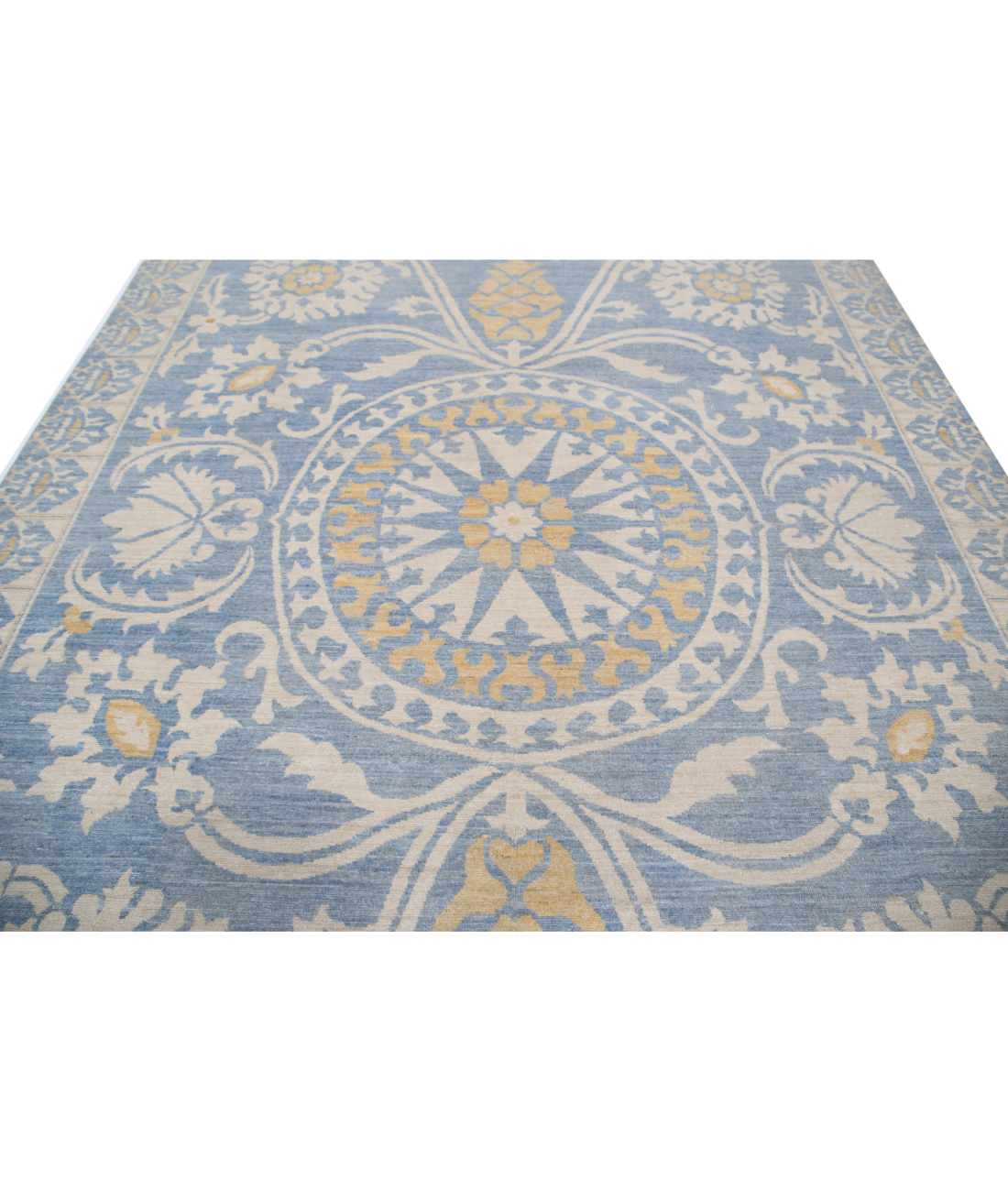 Khotan 8'10'' X 11'10'' Hand-Knotted Wool Rug 8'10'' x 11'10'' (265 X 355) / Blue / Ivory