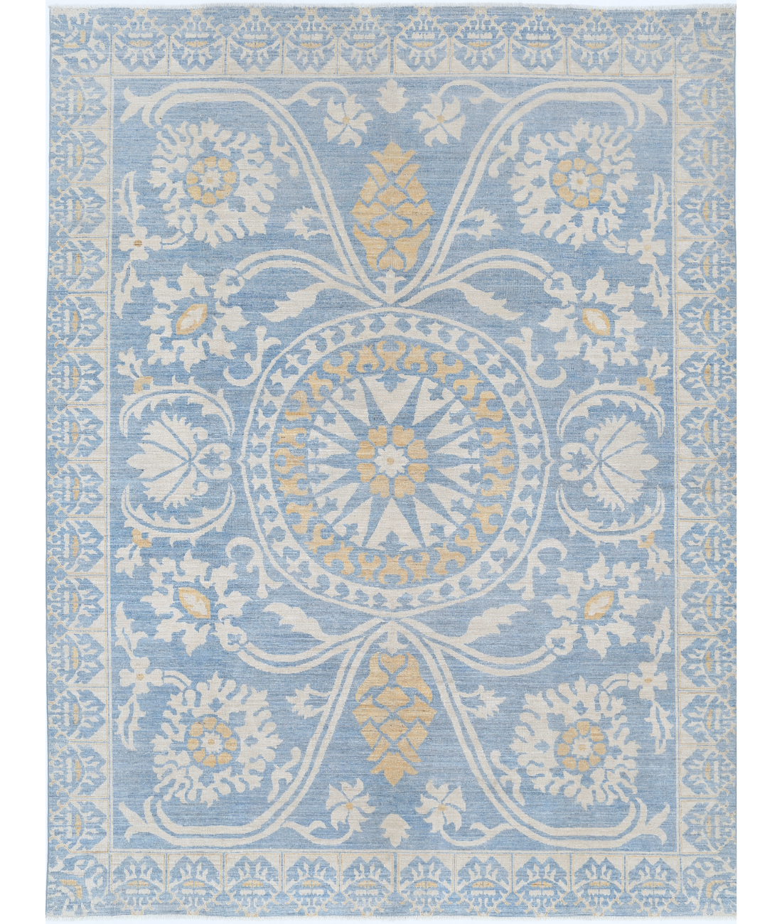 Khotan 8'10'' X 11'10'' Hand-Knotted Wool Rug 8'10'' x 11'10'' (265 X 355) / Blue / Ivory