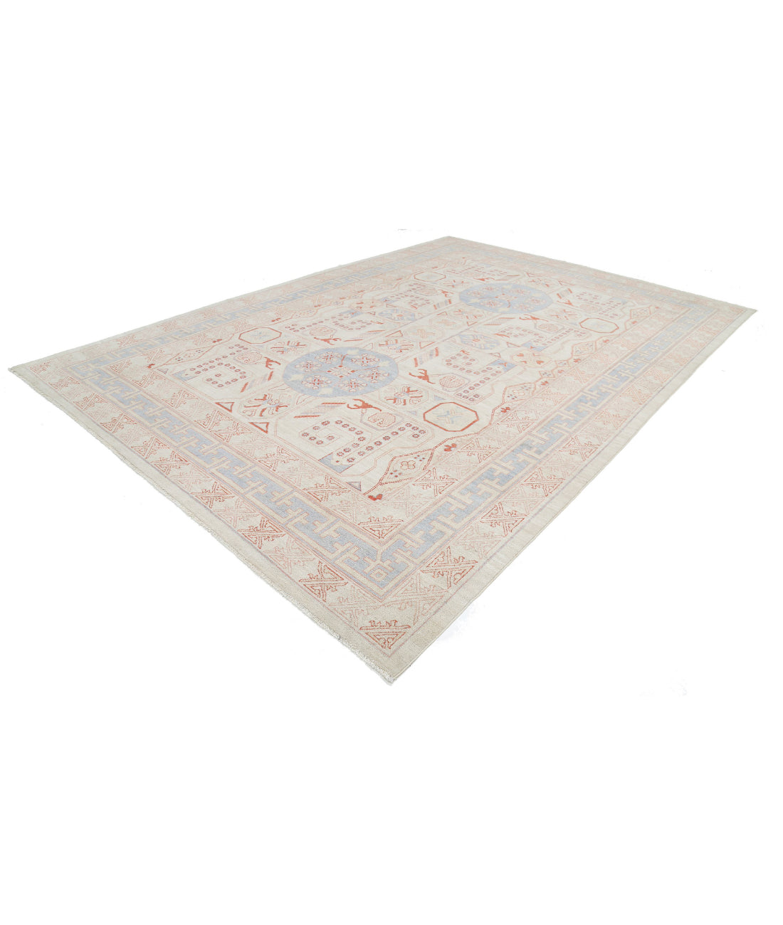Khotan 9'9'' X 13'10'' Hand-Knotted Wool Rug 9'9'' x 13'10'' (293 X 415) / Ivory / Blue