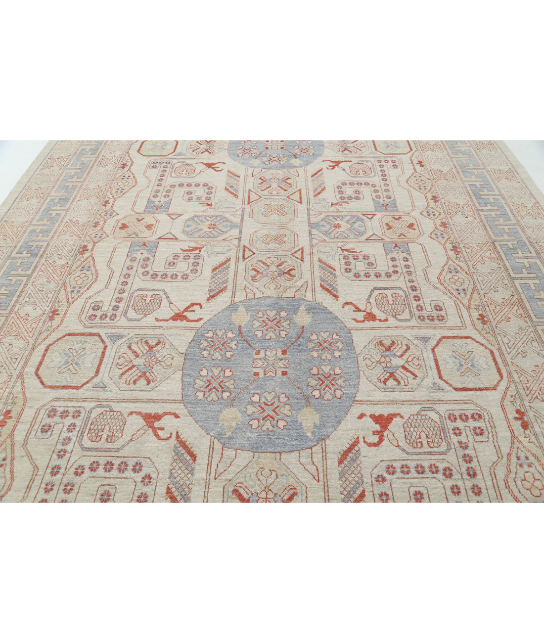 Khotan 9'9'' X 13'10'' Hand-Knotted Wool Rug 9'9'' x 13'10'' (293 X 415) / Ivory / Blue
